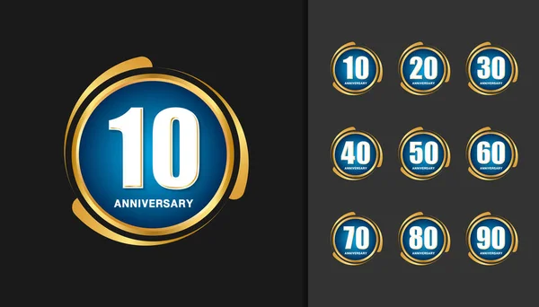 Set di logotipi dell'anniversario. Anniversario celebrazione emblema modello di design . — Vettoriale Stock