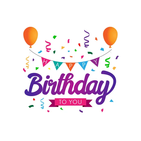 Farbenfrohe Happy Birthday Typografie. Design für Poster, Banner, grafische Vorlage, Geburtstagskarte, Gruß- oder Einladungskarte. — Stockvektor