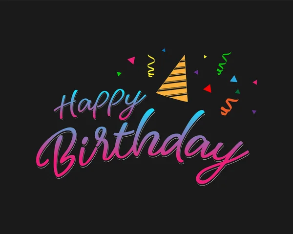 Farbenfrohe Happy Birthday Typografie. Design für Poster, Banner, grafische Vorlage, Geburtstagskarte, Gruß- oder Einladungskarte. — Stockvektor