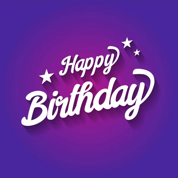 Happy Birthday Typografie auf violettem Hintergrund. — Stockvektor