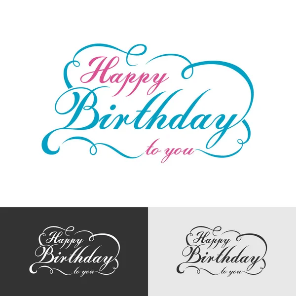 Herzlichen Glückwunsch zum Geburtstag kalligrafisch und typografisch. Design für Poster, Banner, grafische Vorlage, Geburtstagskarte, Gruß- oder Einladungskarte. — Stockvektor