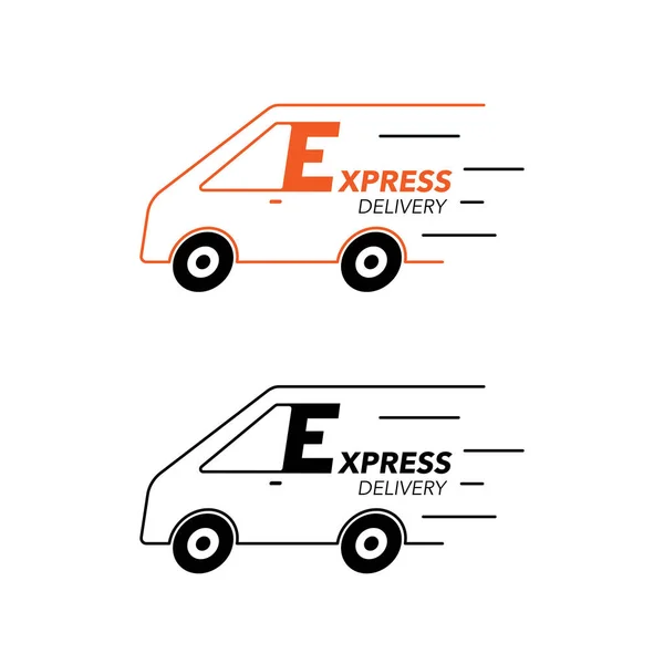 Conceito de ícone de entrega expressa. Serviço de Van, ordem, transporte mundial, rápido e gratuito . — Vetor de Stock