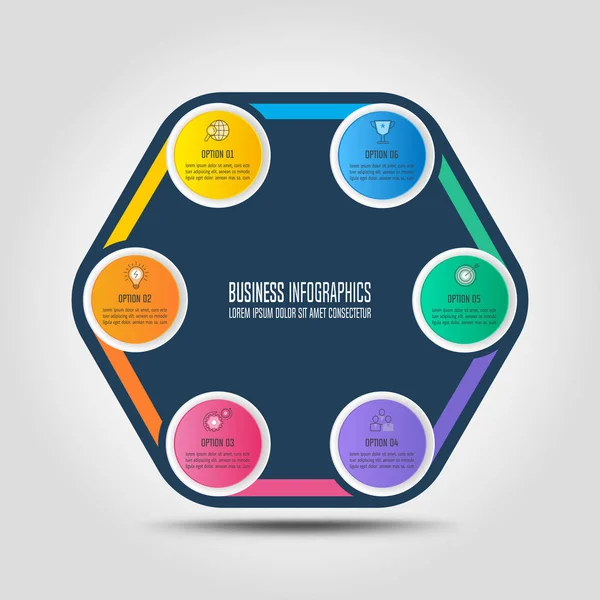 Infographic design business concept mit 6 Optionen. — Stockvektor