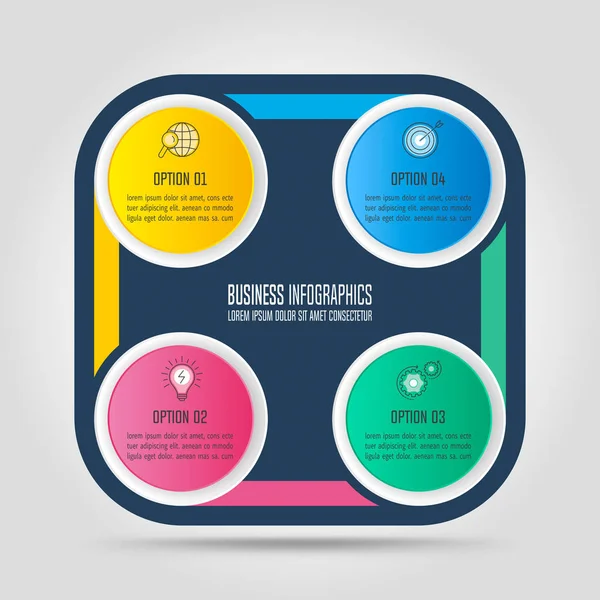 Infographic design business concept mit 4 Optionen. — Stockvektor