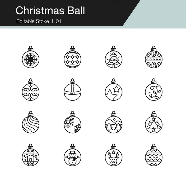 Weihnachtsball-Ikonen. Modernes Liniendesign. — Stockvektor