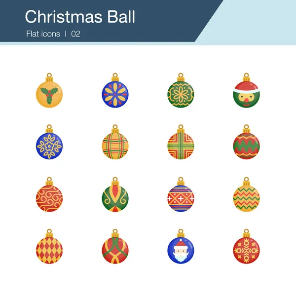 Weihnachtsball-Ikonen. flache Bauweise. für Präsentation, Grafikdesign, mobile Anwendung, Webdesign, Infografik, UI. — Stockvektor