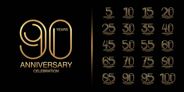 Ensemble de logotype anniversaire premium. Design d'emblème de célébration d'anniversaire d'or pour profil d'entreprise, dépliant, magazine, brochure, web, bannière, invitation ou carte de vœux . — Image vectorielle