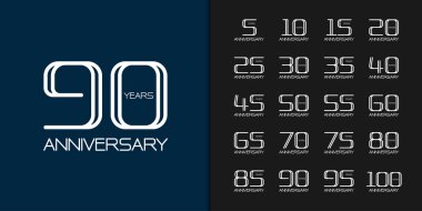 Set of premium anniversary logotype. Modern line anniversary celebration emblem design for company profile, booklet, leaflet, magazine, brochure, web, invitation or greeting card.