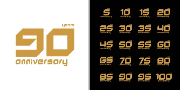 Set Logotipo Anniversario Alla Moda Moderne Icone Geometriche Celebrare Anniversario — Vettoriale Stock