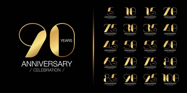 Conjunto Logotipo Aniversario Premium Diseño Emblema Celebración Del Aniversario Oro — Archivo Imágenes Vectoriales