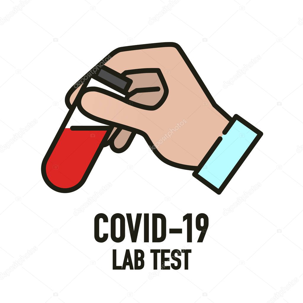 Covid-19 lab test icon design concept. Novel Coronavirus (2019-nCoV). World Health organization WHO introduced new official name for Coronavirus disease named COVID-19. Vector illustration.