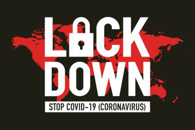 Covid-19 karantina konsepti yüzünden tecrit. Kendini koru ve virüsün başkalarına yayılmasını önlemeye yardım et. Roman Coronavirus (2019-nCoV) .Vektör illüstrasyonu.