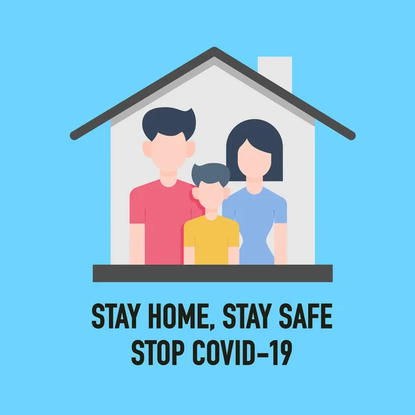 家にいて 安全を保ち 生命サイネージベクトルの設計概念を保存しなさい Covid 19コロナウイルス小説コロナウイルス 2019 Ncov を停止し 自分自身を保護し 他の人にウイルスを広めるのを防ぐのに役立ちます — ストックベクタ