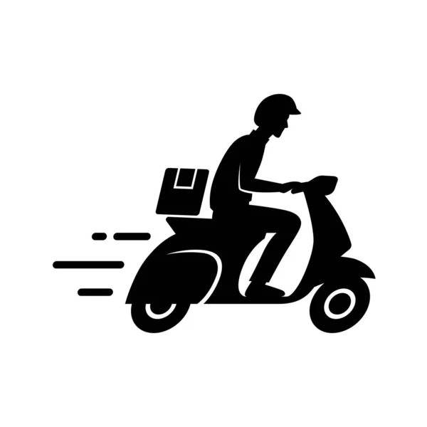 Konsep Pengiriman Kilat Pengiriman Pria Naik Skuter Sepeda Motor Layanan - Stok Vektor