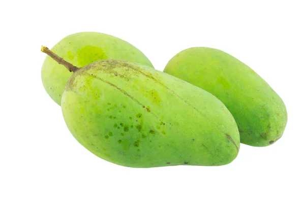 Beyaz izole sarı ve yeşil mango meyve