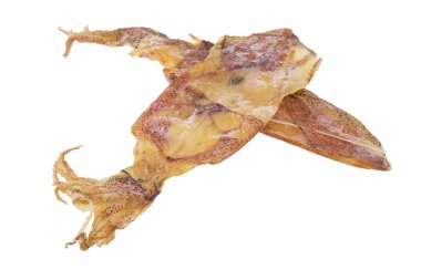 Kurutulmuş mürekkep balığı beyaz arkaplanda izole edildi.