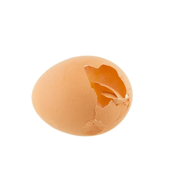 Guscio d'uovo vuoto rotto isolato su sfondo bianco — Foto Stock