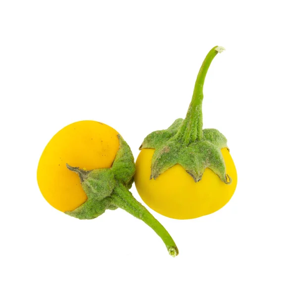 Gele aubergine geïsoleerd op witte achtergrond — Stockfoto