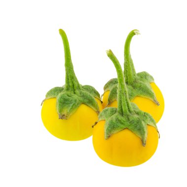 Beyaz arka plan üzerinde izole sarı patlıcan