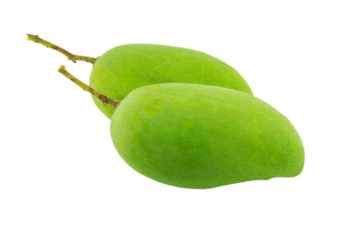 Beyaz bir arka plan üzerinde izole yeşil mango