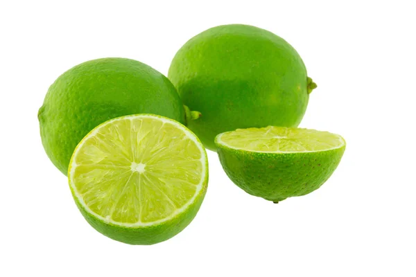 Limes with half isolated on white background — Stock Photo, Image