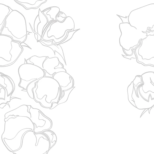 Nahtloses Muster mit handgezeichneten Baumwollblumen — Stockvektor