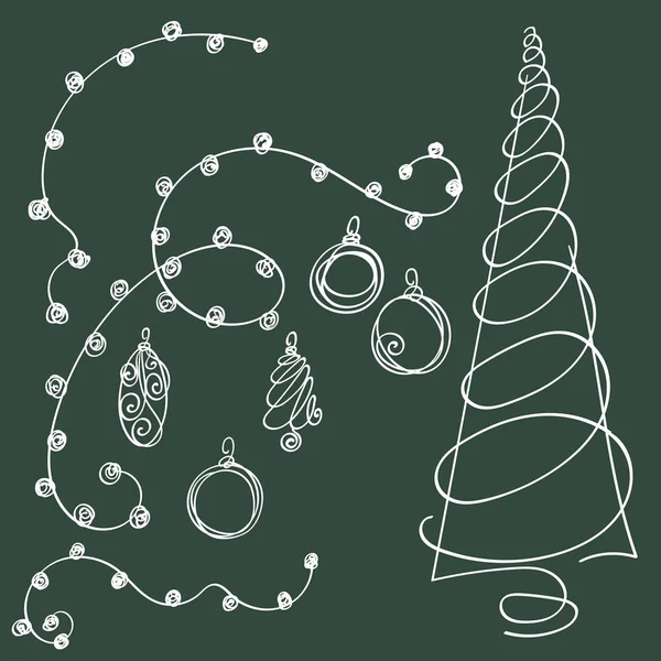 Elementos de Natal esboçados à mão Doodle — Vetor de Stock