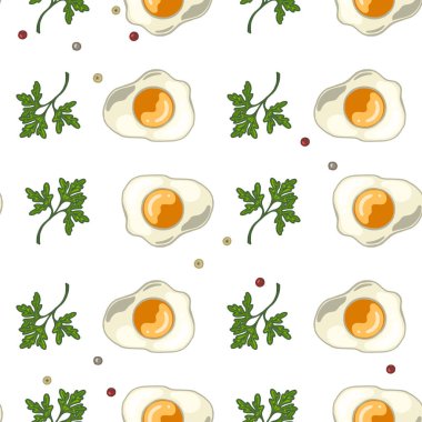 Kızarmış yumurta maydanoz ve karabiber ile Seamless Modeli
