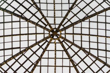 Cam kubbe ile metal çerçeve, armatür. Modern arka plan için grafik doku