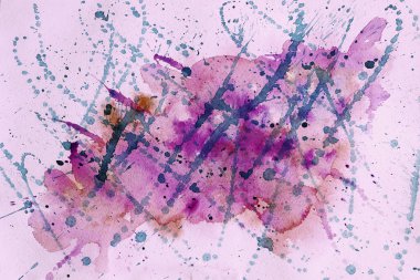 Çok renkli noktalar mor kağıt üzerinde bahar tonları ışık mor ve yeşil, neşeli. Yılın rengi. El çizmek çizim arka planı için