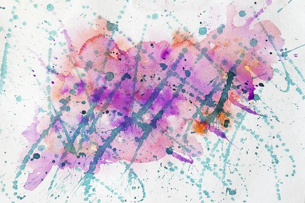 Menekşe, mor ve yeşil, neşeli renkli noktalar beyaz kağıda, Bahar tonları hafif. Yılın rengi. El çizmek illüstrasyon