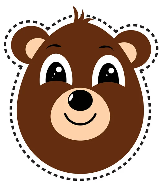 Brown bear head happy isolated — Stock Vector