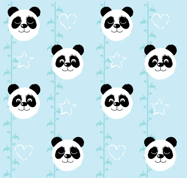 Motif tête de panda sur un fond bleu — Image vectorielle