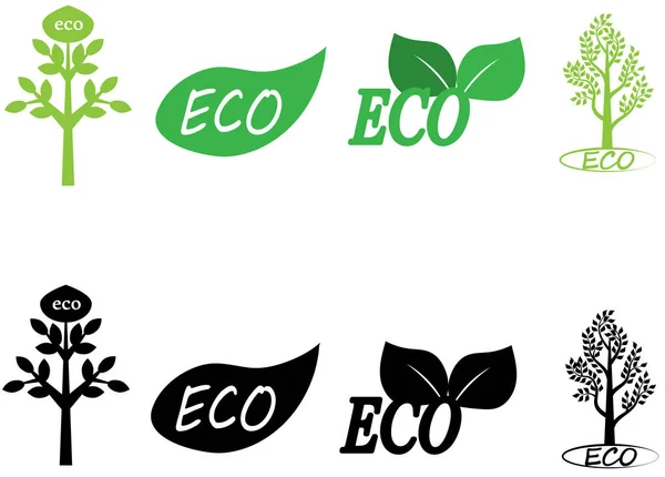 Eco icons colored and black and white — Stock Vector