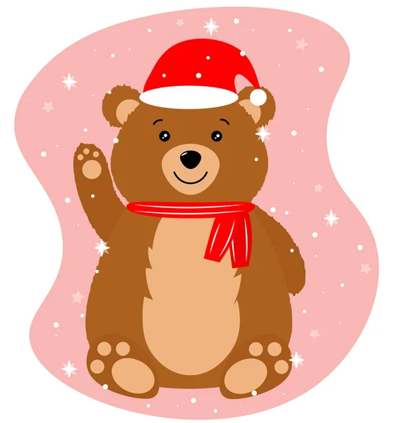 Рождественский медведь в блестках и снежинках — стоковый вектор