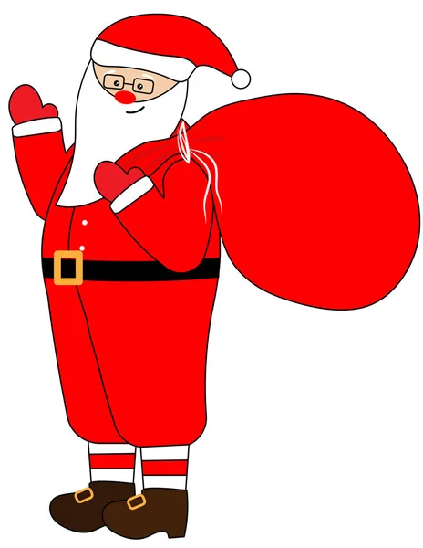 Santa Claus con una bolsa de regalos aislados — Archivo Imágenes Vectoriales