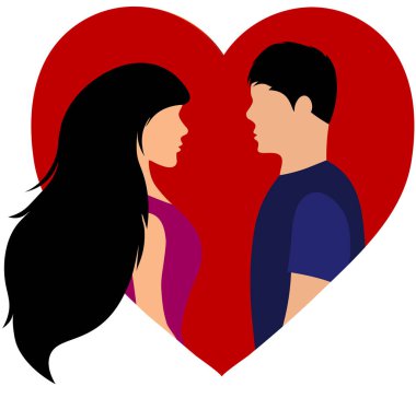 Kırmızı kalpli çift izole edildi.