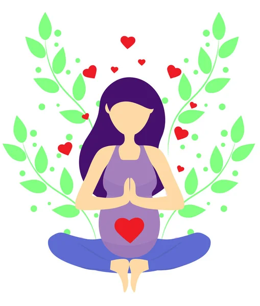 Pregnant Yoga Lotus Position — Stock Vector