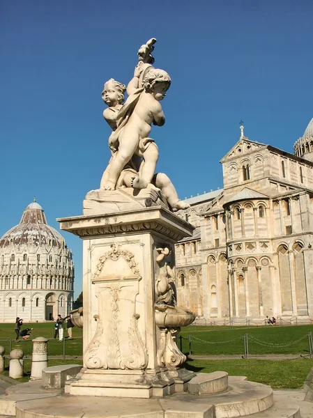 Sculpture of angels in the square of miracles in Pisa Stock Image