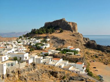 Lindos ve antik Akropol Rodos Adası
