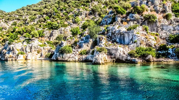 Ostrov Kekova Zbytky Potopeného Starobylého Města Provincii Antalya Turecku — Stock fotografie