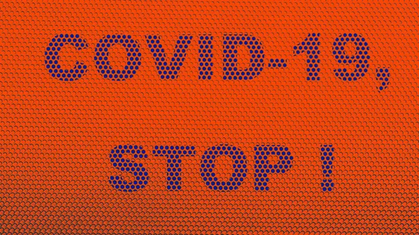Figyelmeztetés Coronavirus Covid Elleni Elszigeteltség Kerítés Védelem Fontosságára Fémrács Szimbolikusan — Stock Fotó
