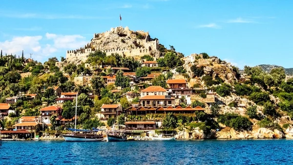 Oud Dorp Simena Aan Oevers Van Middellandse Zee Het Kekova — Stockfoto