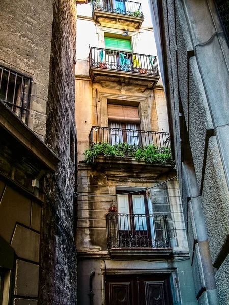 Edificio Residencial Antiguo Barrio Gótico Barcelona Cataluña España — Foto de Stock