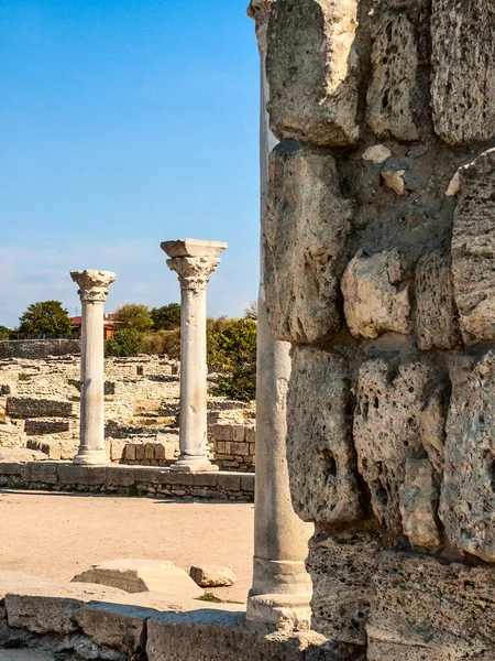 Romok Ókori Görög Város Tauric Chersonesos Közelében Sevastopol Krím Fekete — Stock Fotó