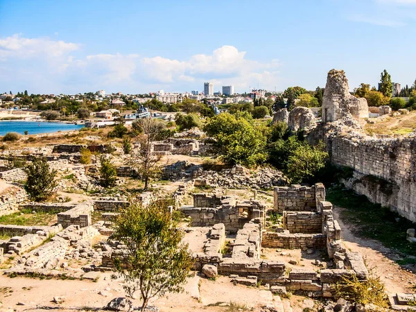 Kilátás Romok Ókori Görög Város Chersonese Tauric Modern Szevasztopol Krím — Stock Fotó
