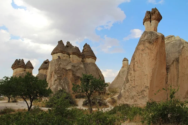 Valle natural con rocas de piedra toba volcánica en Pasabag en Capadocia, Turquía . —  Fotos de Stock