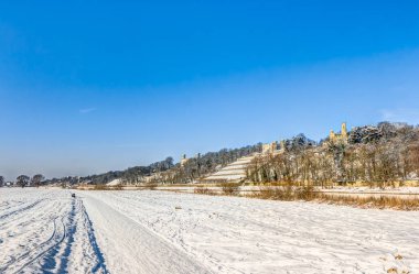 Elbe river valley in winter in Dresden clipart