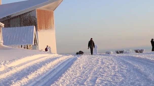 Lysa Hora Beskydy Czech Republic 2020 동트기 얼어붙은 스포츠 활동적 — 비디오