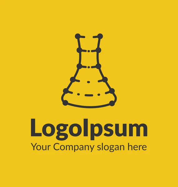 Şablonu logo satır siluet Sarı zemin üzerine noktalar kimyasal şişesi ile